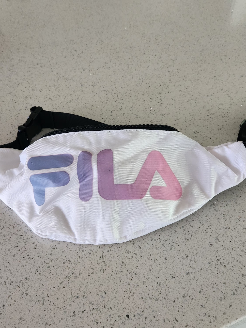 FILA White With Pink And Blue Ombre Logo Fanny Pack - Waist Bag - Belt Bag